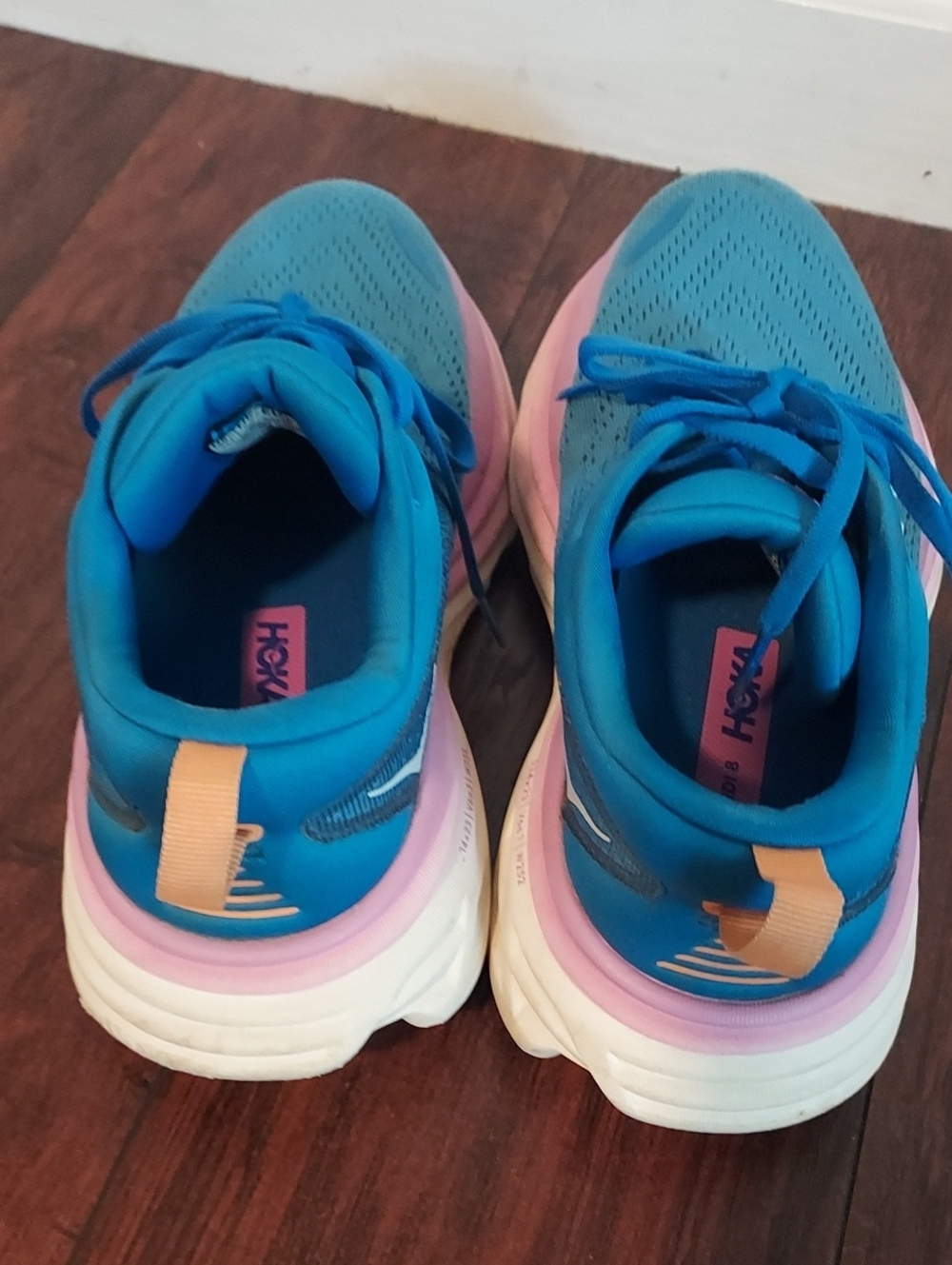 Hoka Women's Teal Pink Orange Athletic Running Shoes Sz 7 - Picture 4 of 7